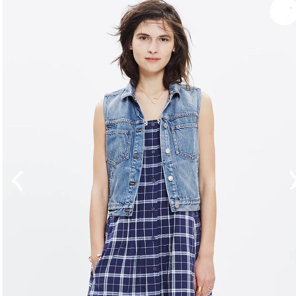 Madewell The Pocket Denim Jean Cropped Vest